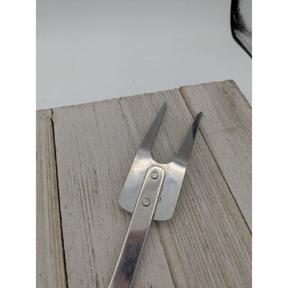 USA Stainless Steel Meat Fork 2 Wide Prong 12 1/2" Black Handle Vintage - Picture 5 of 9